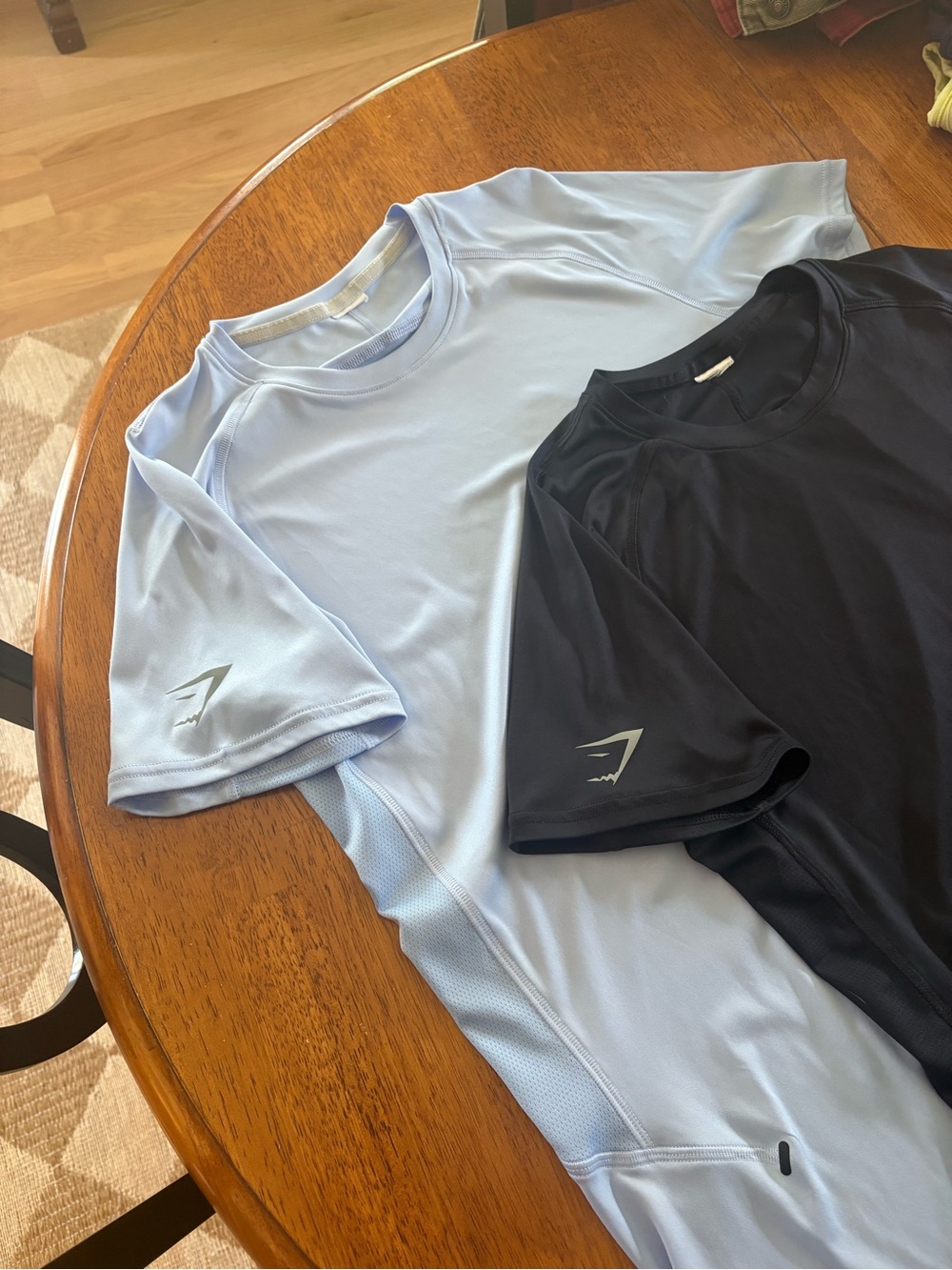 Gymshark Men’s Short Sleeve Training Tees - Light Blue & Black Medium